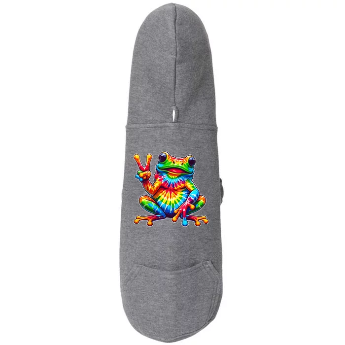 Tie Dye Frog Peace Sign Hippie Doggie 3-End Fleece Hoodie