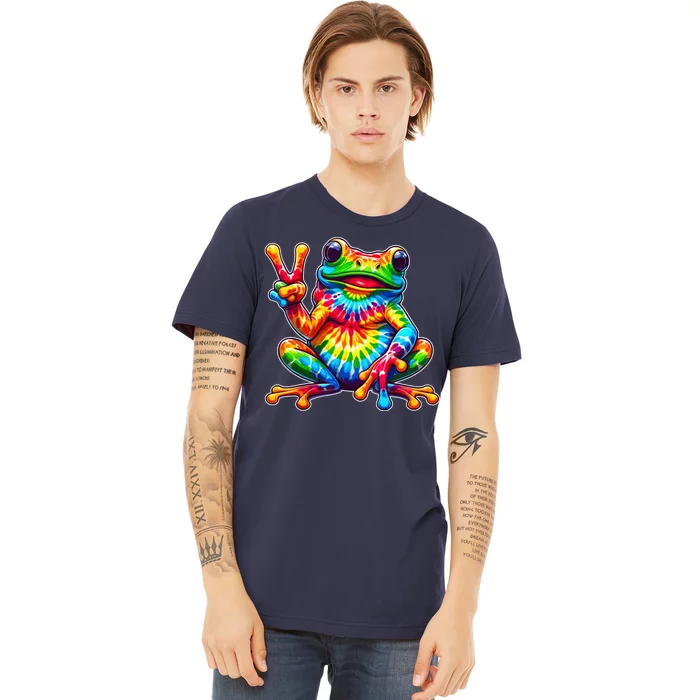 Tie Dye Frog Peace Sign Hippie Premium T-Shirt