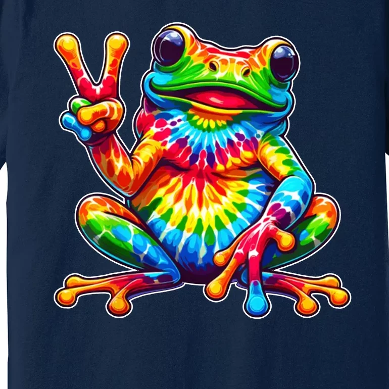 Tie Dye Frog Peace Sign Hippie Premium T-Shirt