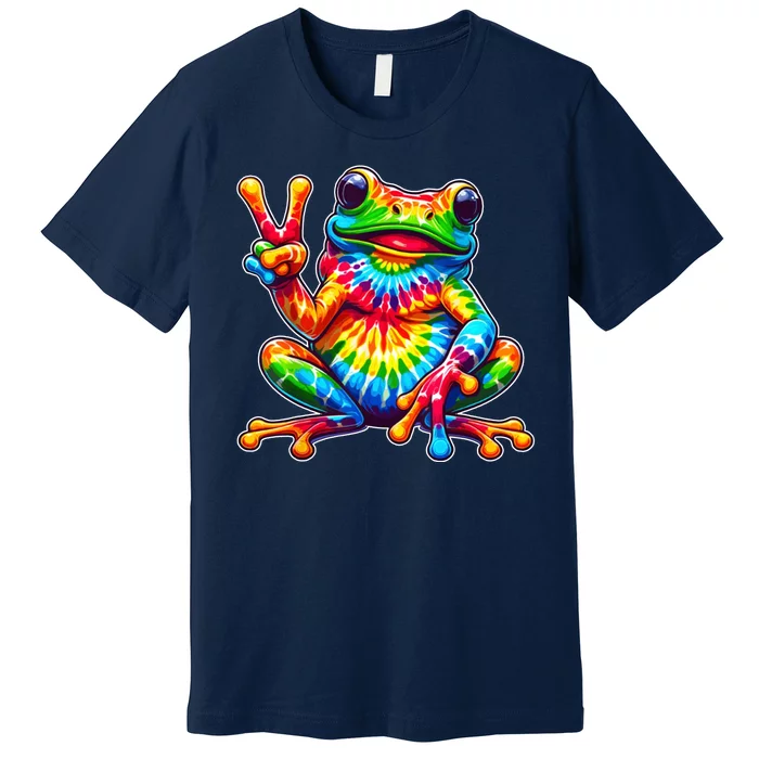 Tie Dye Frog Peace Sign Hippie Premium T-Shirt