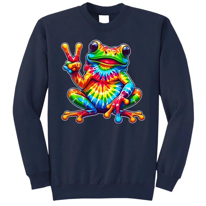 Tie Dye Frog Peace Sign Hippie Tall Sweatshirt