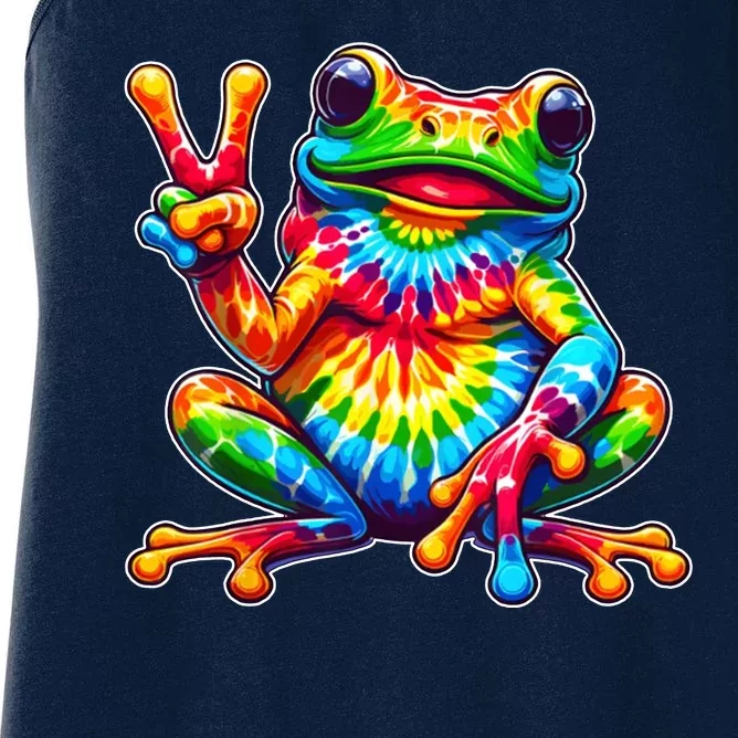 Tie Dye Frog Peace Sign Hippie Women's Racerback Tank