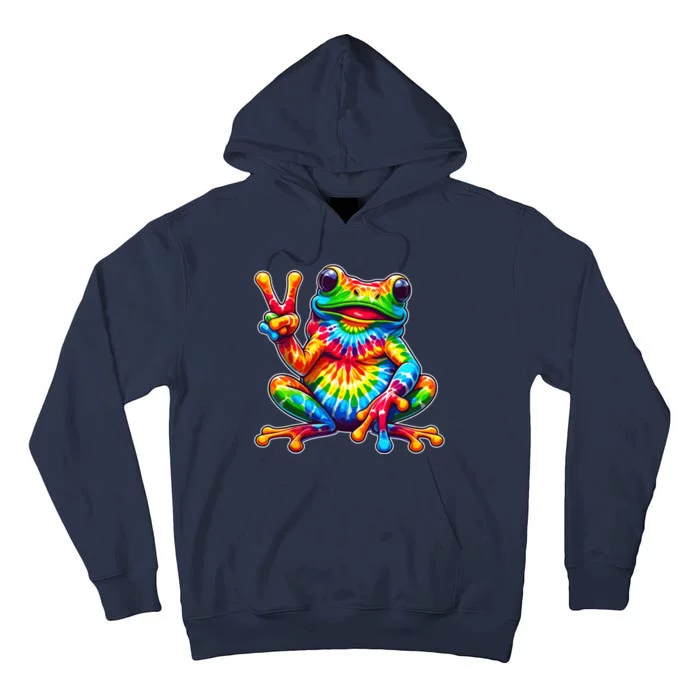 Tie Dye Frog Peace Sign Hippie Tall Hoodie