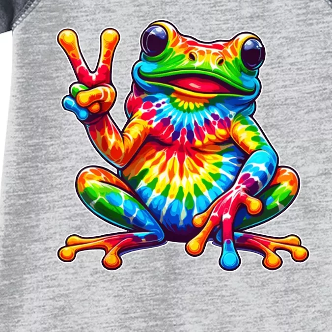 Tie Dye Frog Peace Sign Hippie Infant Baby Jersey Bodysuit