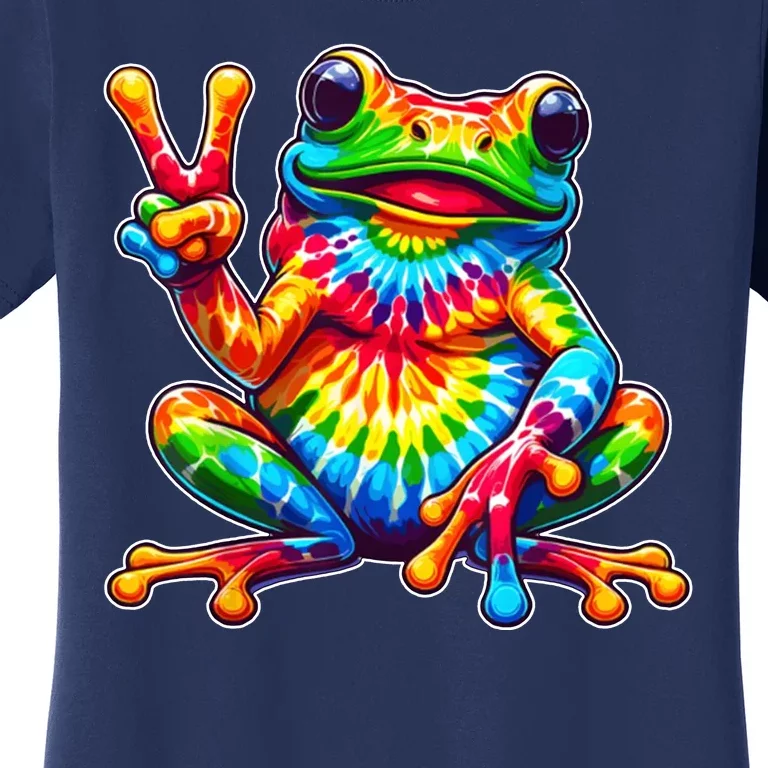 Tie Dye Frog Peace Sign Hippie Women's T-Shirt