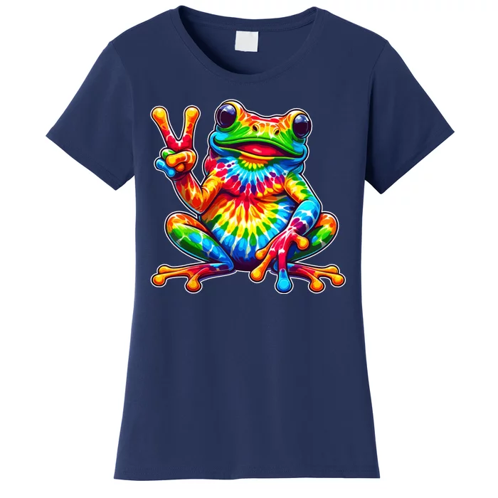 Tie Dye Frog Peace Sign Hippie Women's T-Shirt