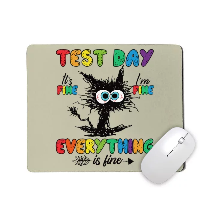 Test Day Funny Stressed Cat Teacher Student Testing Day Mousepad