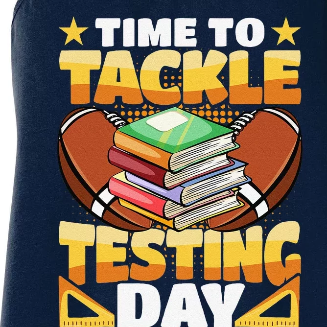 Test Day Football Time To Tackle Testing Day Teacher Women's Racerback Tank