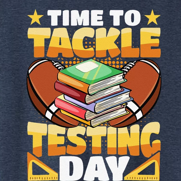 Test Day Football Time To Tackle Testing Day Teacher Women's Crop Top Tee