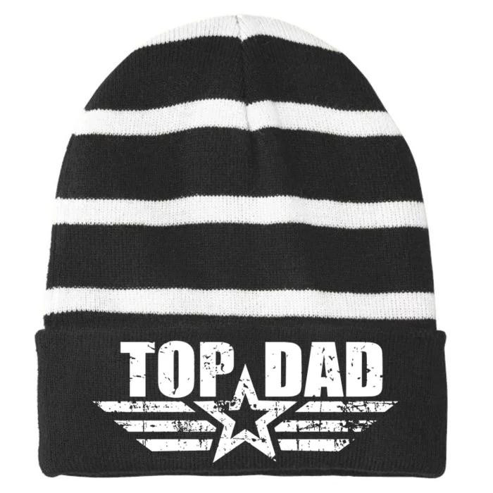 Top Dad Father Day Birthday Gifts Striped Beanie with Solid Band