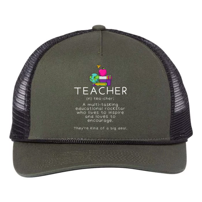 Teacher Definition Funny Teaching School Teacher Retro Rope Trucker Hat Cap