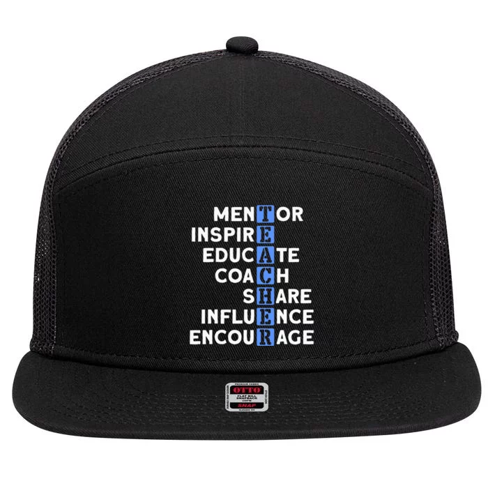 Teacher Definition For Teacher 7 Panel Mesh Trucker Snapback Hat