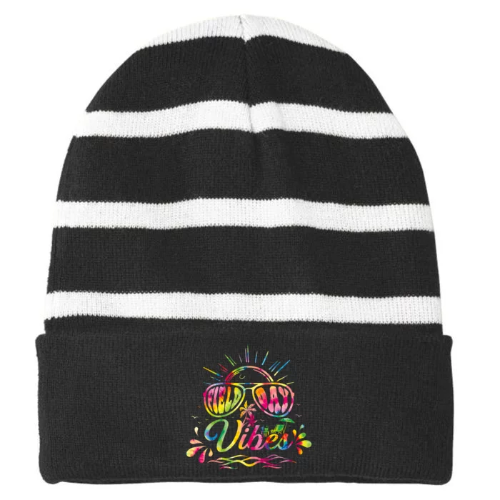 Tie Dye Field Day Vibes Striped Beanie with Solid Band