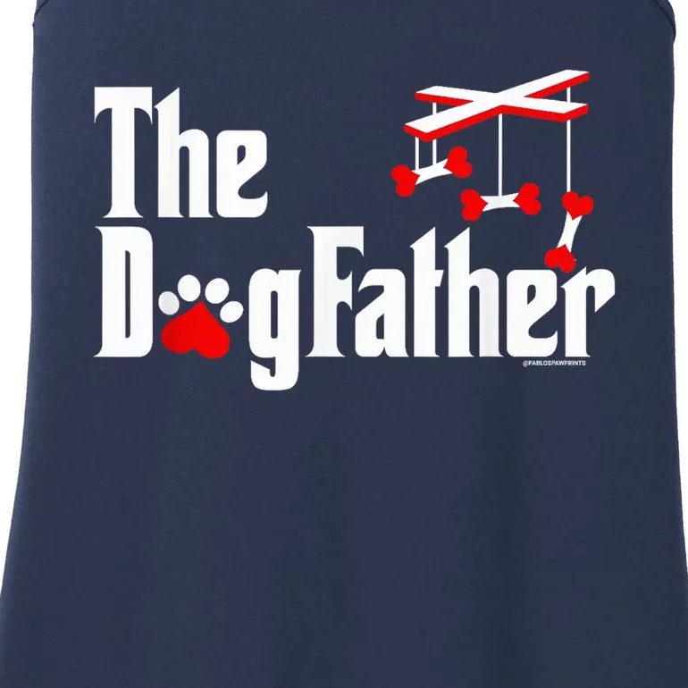 The Dogfather Funny Cute Dog Fathers Day Dad Doggo Paw Fur Dog Dad Ladies Essential Tank