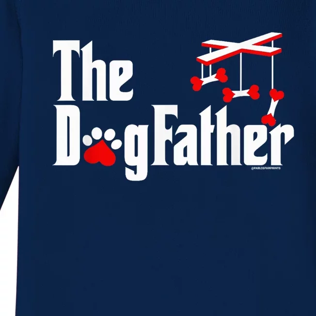 The Dogfather Funny Cute Dog Fathers Day Dad Doggo Paw Fur Dog Dad Baby Long Sleeve Bodysuit