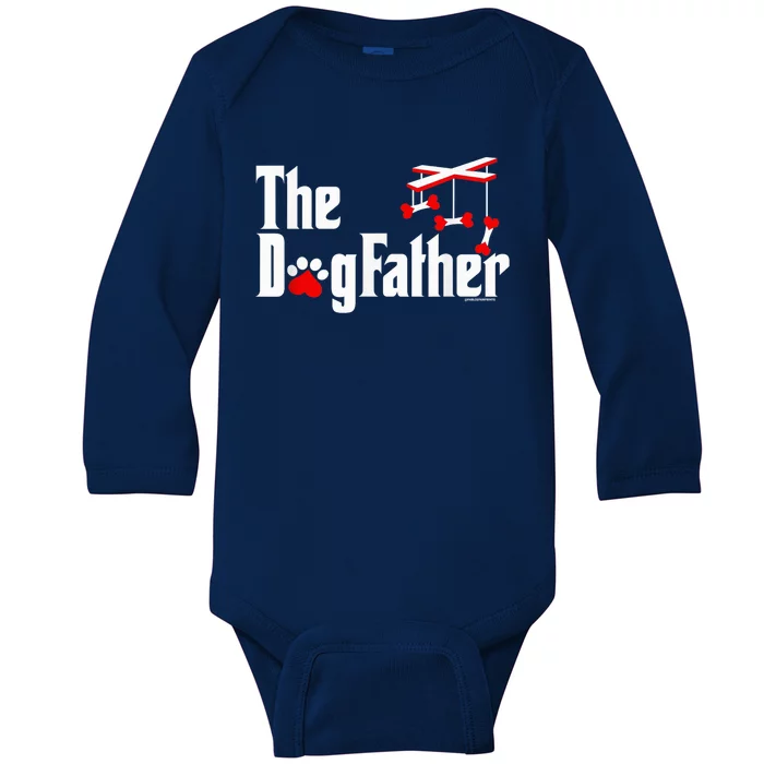 The Dogfather Funny Cute Dog Fathers Day Dad Doggo Paw Fur Dog Dad Baby Long Sleeve Bodysuit