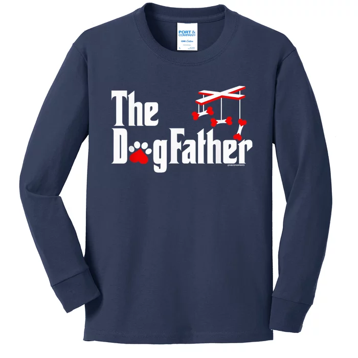 The Dogfather Funny Cute Dog Fathers Day Dad Doggo Paw Fur Dog Dad Kids Long Sleeve Shirt