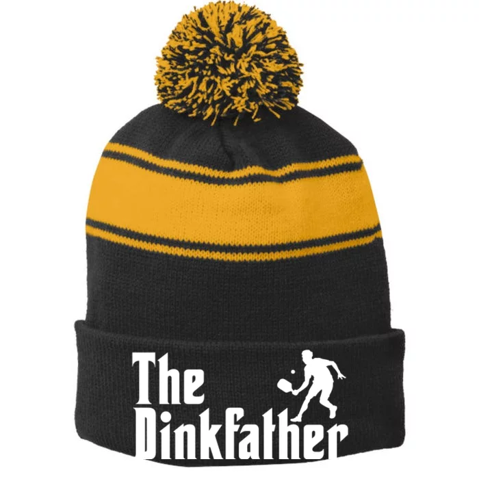 The Dinkfather Funny Pickleball Stripe Pom Pom Beanie