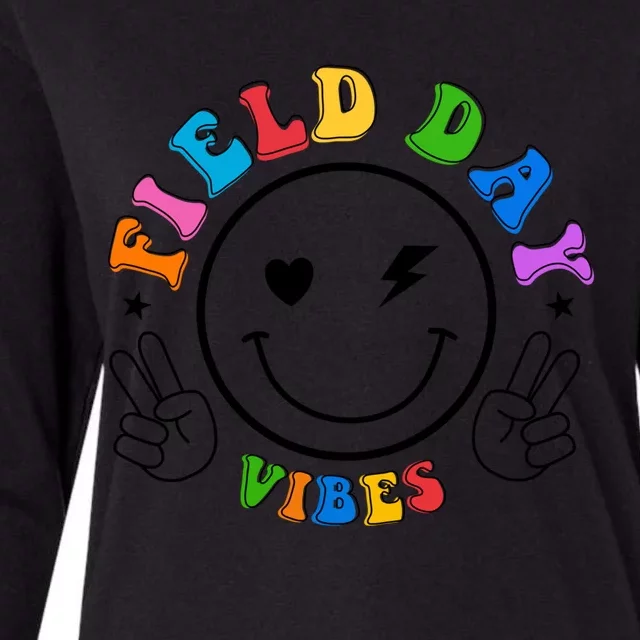 Tie Dye Field Day Vibes Last Day Of School Field Day Teacher Gift Womens Cotton Relaxed Long Sleeve T-Shirt