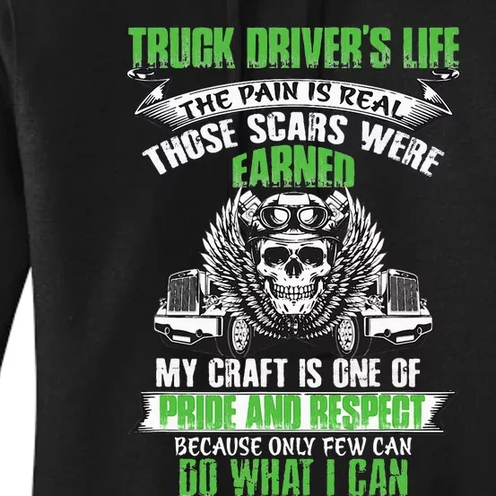 Truck Driver Funny Trucker Worker Truck Driving Women's Pullover Hoodie