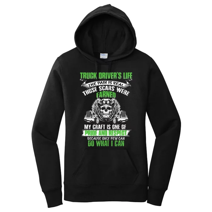 Truck Driver Funny Trucker Worker Truck Driving Women's Pullover Hoodie