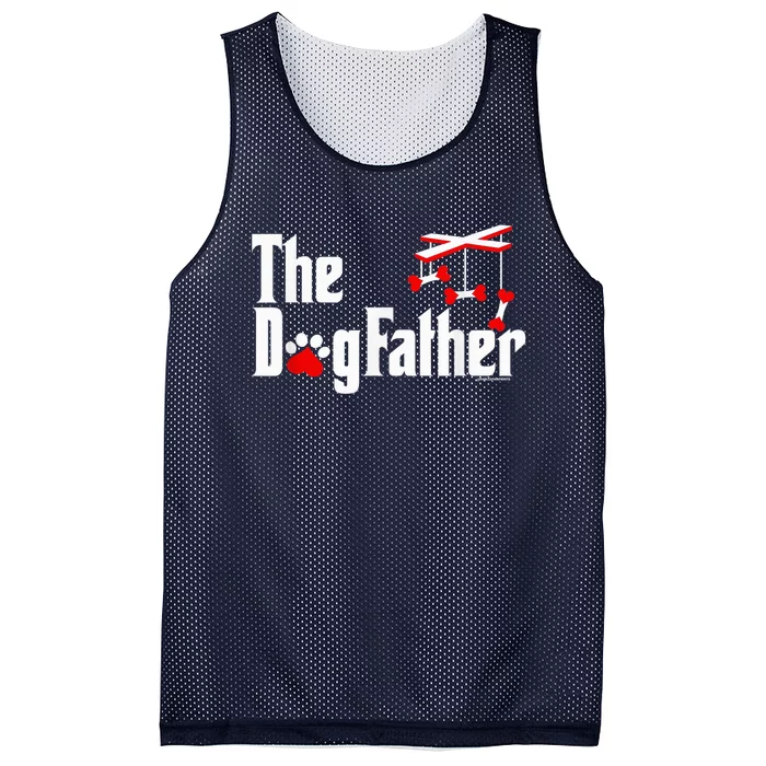 The Dogfather Funny Cute Dog Fathers Day Dad Doggo Mesh Reversible Basketball Jersey Tank