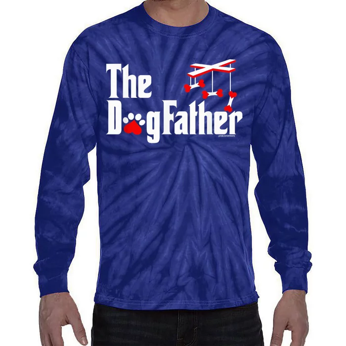 The Dogfather Funny Cute Dog Fathers Day Dad Doggo Tie-Dye Long Sleeve Shirt