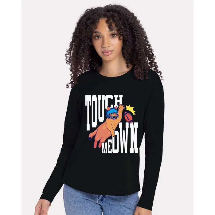 Touch Down Football Cat Womens Cotton Relaxed Long Sleeve T-Shirt