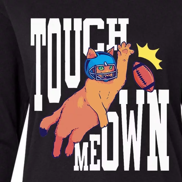 Touch Down Football Cat Womens Cotton Relaxed Long Sleeve T-Shirt