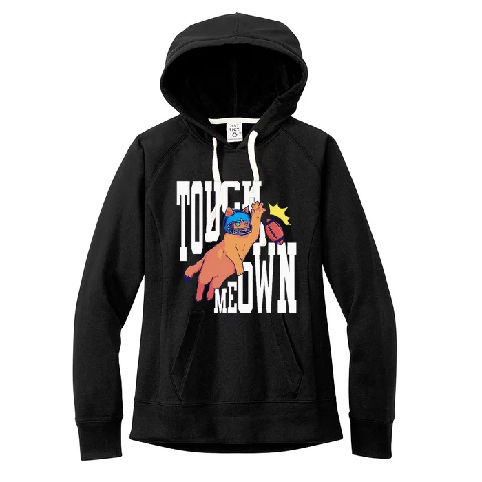 Touch Down Football Cat Women's Fleece Hoodie