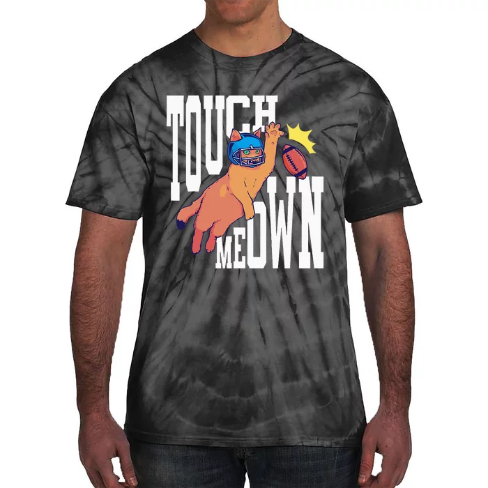 Touch Down Football Cat Tie-Dye T-Shirt