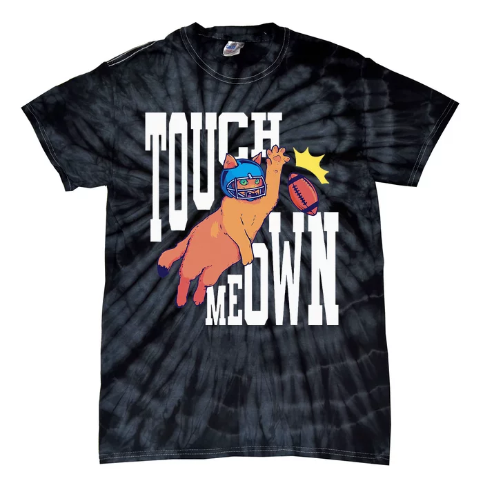 Touch Down Football Cat Tie-Dye T-Shirt