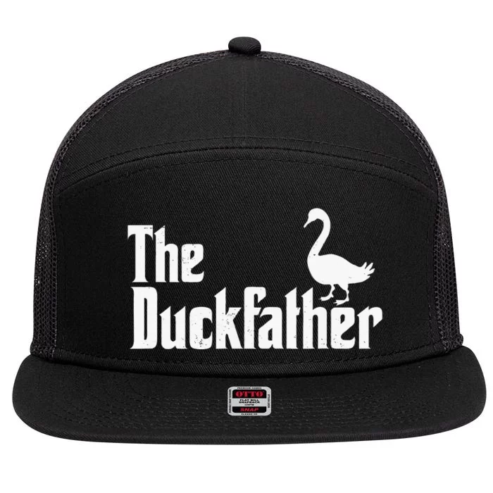 The Duck Father Duck Lover Quack Dad Goose Lover 7 Panel Mesh Trucker Snapback Hat