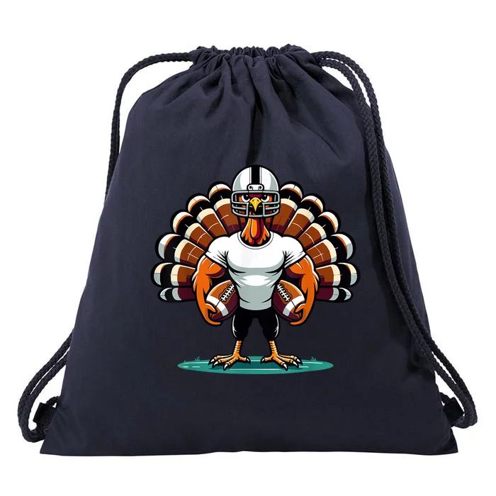 Turkey Day Football Player Kids Fall Thanksgiving Drawstring Bag