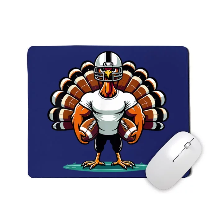 Turkey Day Football Player Kids Fall Thanksgiving Mousepad