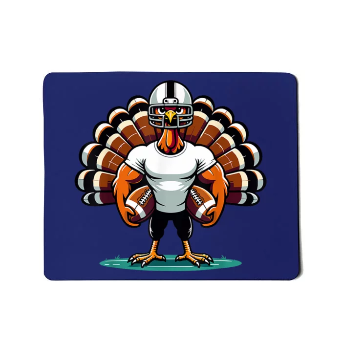 Turkey Day Football Player Kids Fall Thanksgiving Mousepad