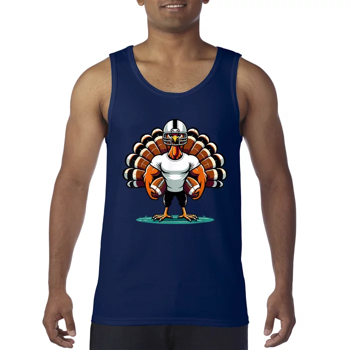 Turkey Day Football Player Kids Fall Thanksgiving Tank Top