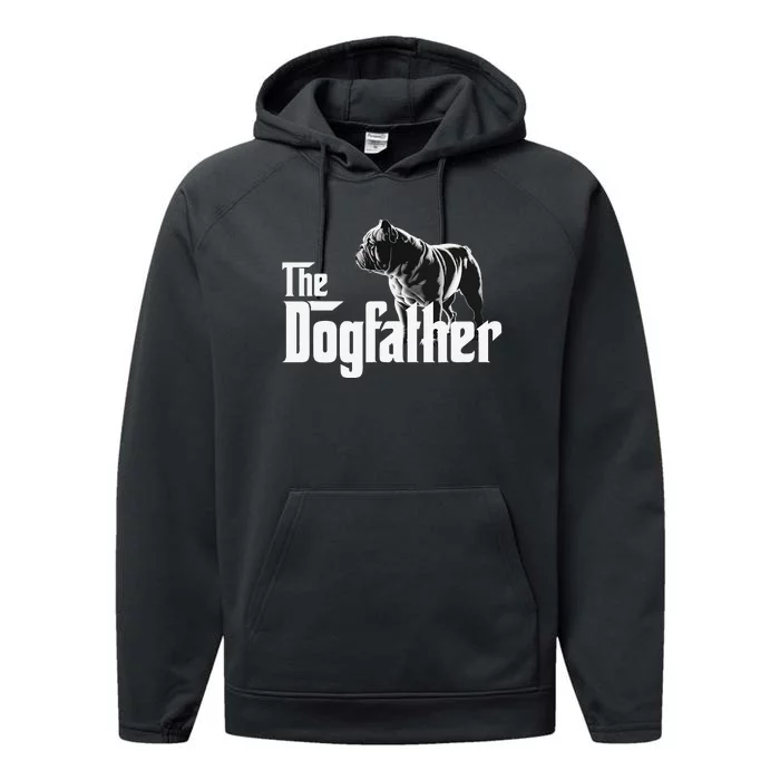 The Dogfather Funny Bulldog Performance Fleece Hoodie