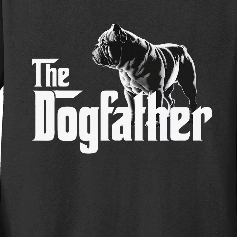 The Dogfather Funny Bulldog Kids Long Sleeve Shirt