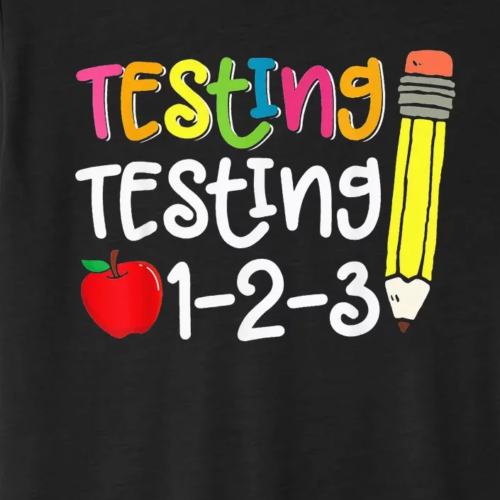 Testing Day For Teacher Testing Testing 123 Cute Test Day ChromaSoft Performance T-Shirt