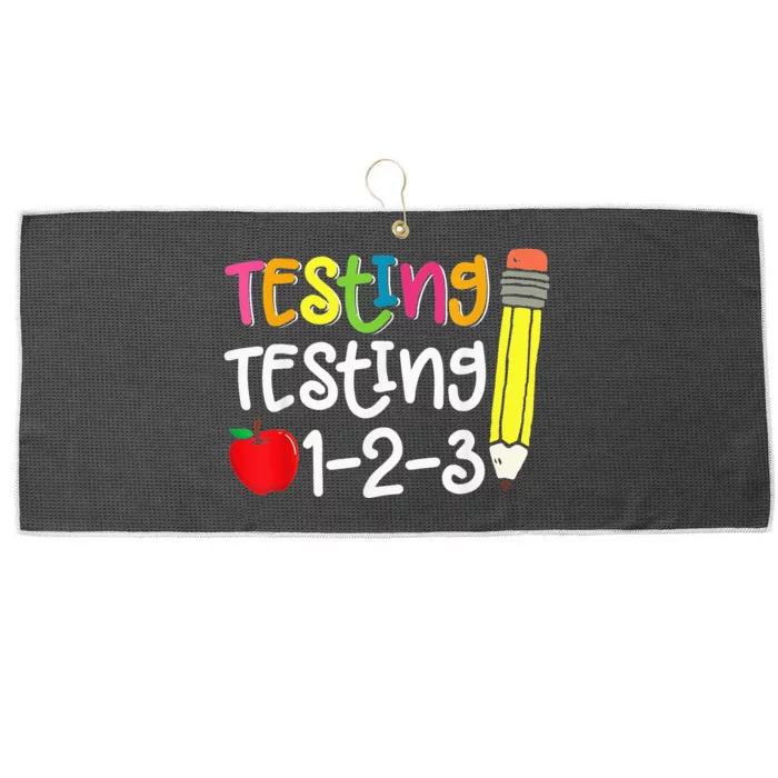 Testing Day For Teacher Testing Testing 123 Cute Test Day Large Microfiber Waffle Golf Towel