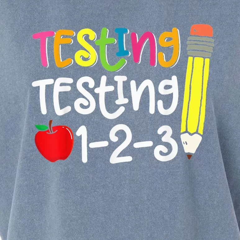 Testing Day For Teacher Testing Testing 123 Cute Test Day Garment-Dyed Women's Muscle Tee