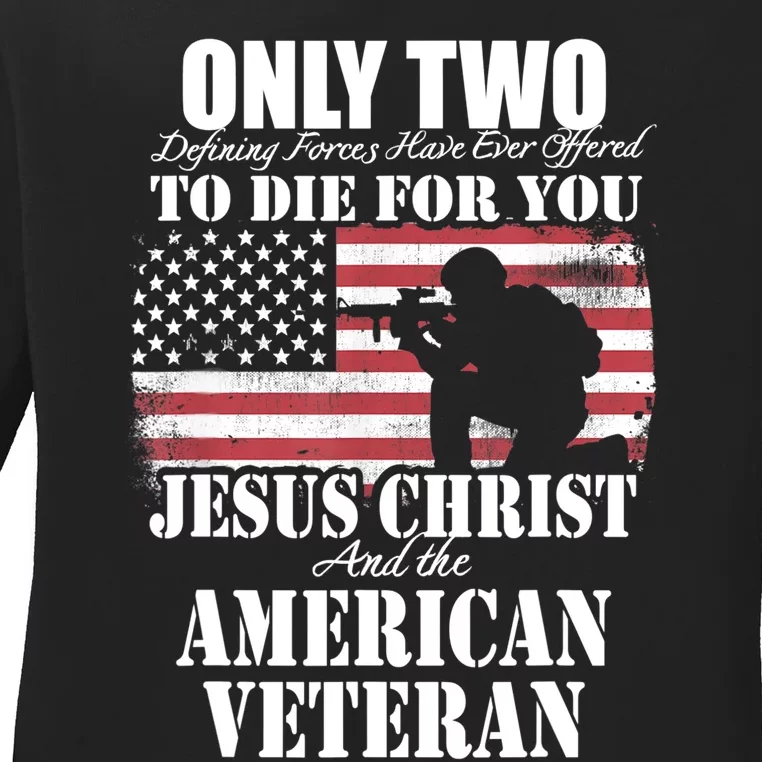 Two Died For You Jesus And American Gift Memorial Gift Ladies Long Sleeve Shirt