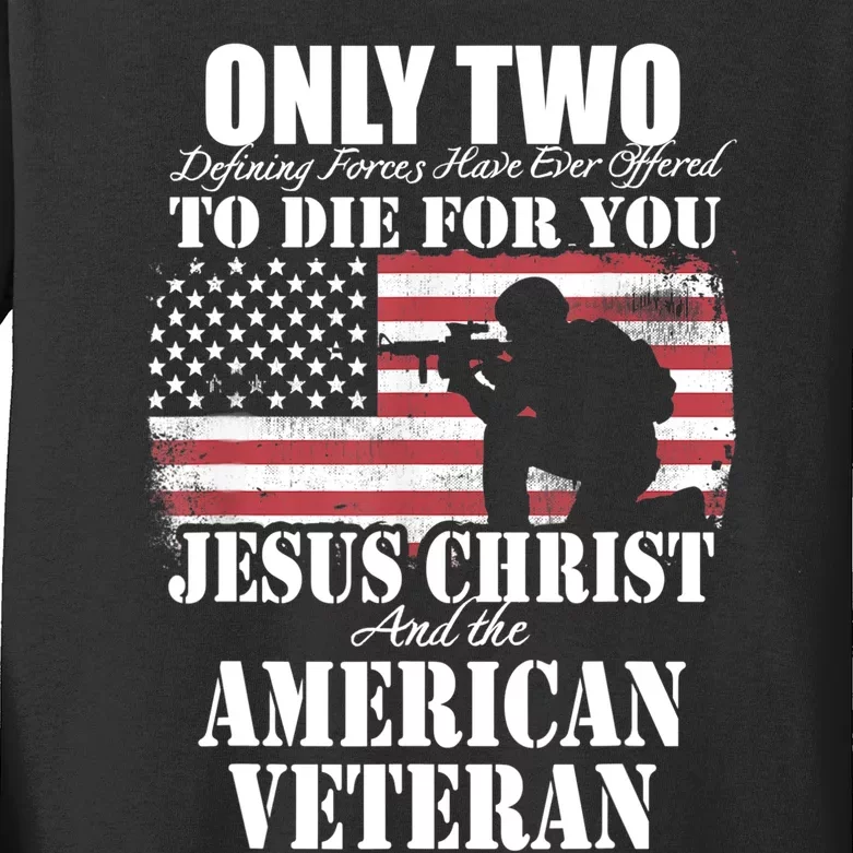 Two Died For You Jesus And American Gift Memorial Gift Kids Long Sleeve Shirt