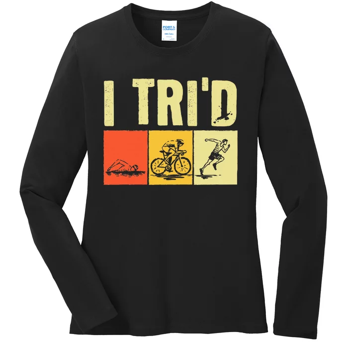 Triathlon Design For Women Triathlon Sport Lovers Ladies Long Sleeve Shirt