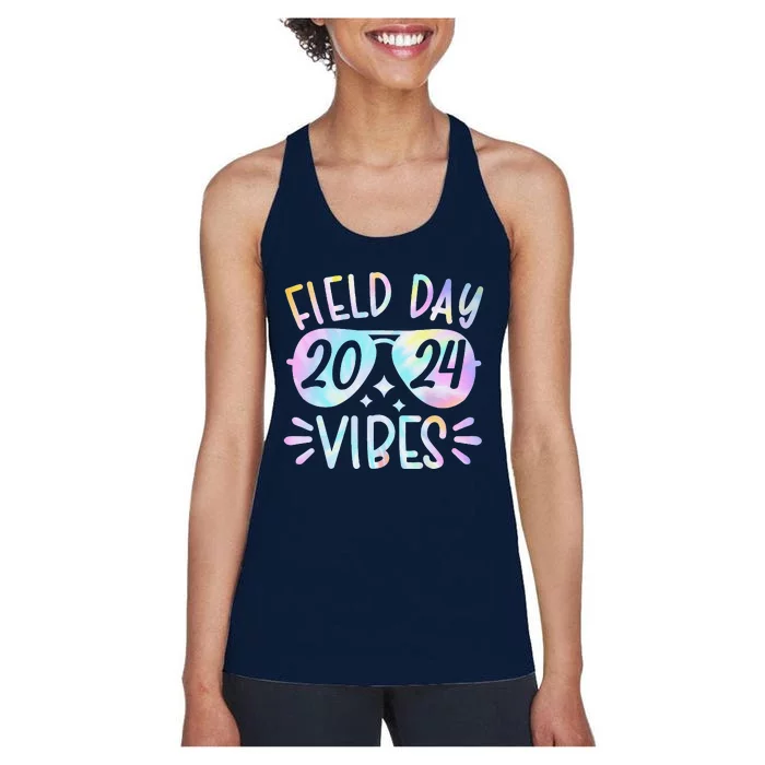 Tie Dye Field Day Vibes Funny For Teacher Field Day 2024 Women's Racerback Tank