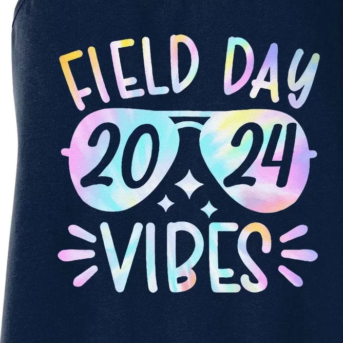 Tie Dye Field Day Vibes Funny For Teacher Field Day 2024 Women's Racerback Tank