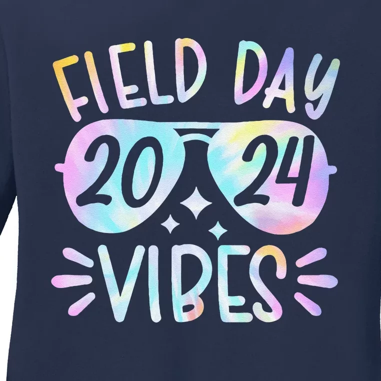 Tie Dye Field Day Vibes Funny For Teacher Field Day 2024 Ladies Long Sleeve Shirt