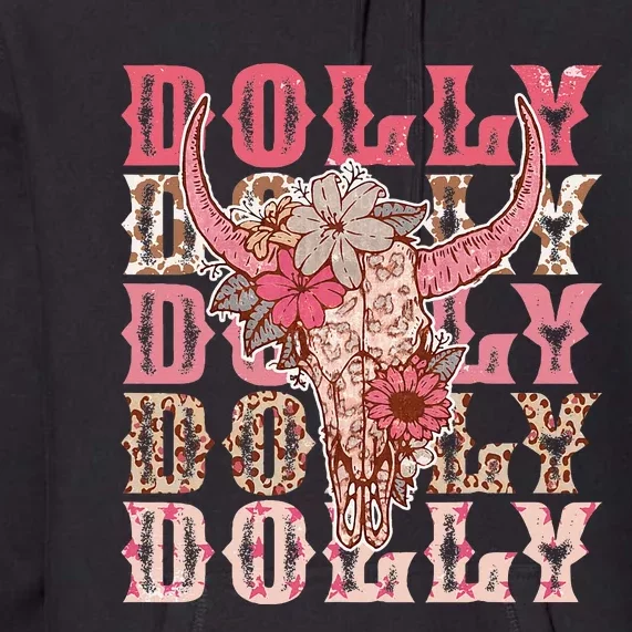 Trendy Dolly First Name Guitar Pink Cowgirl Western Premium Hoodie