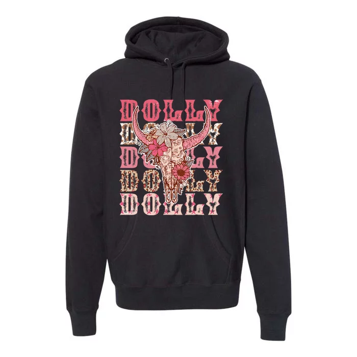 Trendy Dolly First Name Guitar Pink Cowgirl Western Premium Hoodie